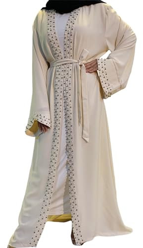 Muslimische Kleider Damen Langes Gebet Chiffon Offenes Kleid Abaya Dubai Türkei Islam Kaftan Ramadan Eid Mubarak Frauen Robe mit Hijab Einfarbig Gebetskleidung Outfit Naher Osten Arabisch Gebetskleid