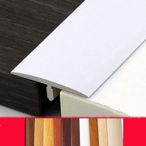 T Molding Floor Divider Strip Floor Transition Strip, PVC Threshold Strip Self Adhesive Threshold Seam Cover Strip 1.5in Wide, Floor Mats Edge Reducer For Laminate/Vinyl/Wood/Tile(White,L150cm(4