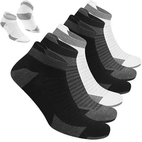 BLITZSOX Herren Sportsocken Laufen Knöchellang Kurzsocken Gepolstert Atmungsaktiv Baumwolle, 6er-Pack (43-46, Mehrfarbig)