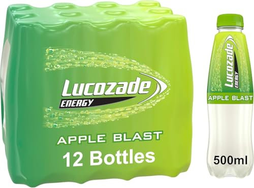 Lucozade Energy Apple Flavoured Drink, 500ml Bottles, Pack of 12