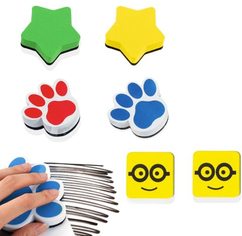 ZUWIJEQ 6 Pcs Cancellino Lavagna Magnetica Bianca, Gomma Secco Cancellino Lavagna Gesso Magnetica per Lavagne Magnetiche Bianche, Lavagne Planning e Lavagne in Ardesia, Per Scuole, Famiglie e Ufficio