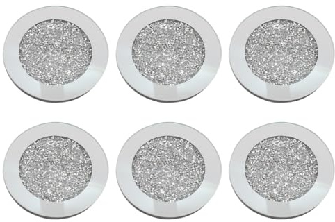 Alnicov 6 Posavasos De Cristal con Decoración De Diamantes Triturados, con Espejo De Cristal, Ideal para San Valentín, Regalo De Inauguración De La Casa para Mujeres.