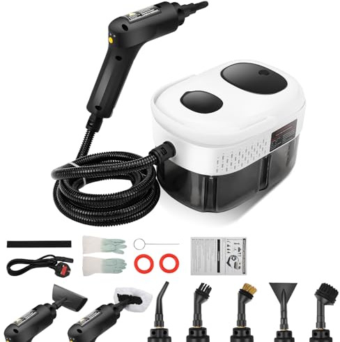 Nettoyeur à vapeur, nettoyeur à vapeur portatif de 2500 W, réservoir de 1,4 L haute température sous pression, nettoyeur vapeur jetable pour papier peint, sol, tapis