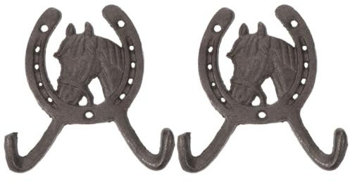 ULTECHNOVO 2 Stück Vintage Kleiderhaken Hufeisenform Schwarz Aus Eisen – Wandhaken Für Flur Küche Schlafzimmer Zur Kleidung- Und Schlüsselorganisation Dekorativer Retro-Stil Wandhaken
