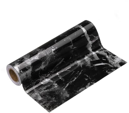 sourcing map Frise de papier peint grain de bois 20,3 x 5 m en PVC autocollant texturé autocollant imperméable pour mur, porte, table, armoires, bureau, noir et blanc