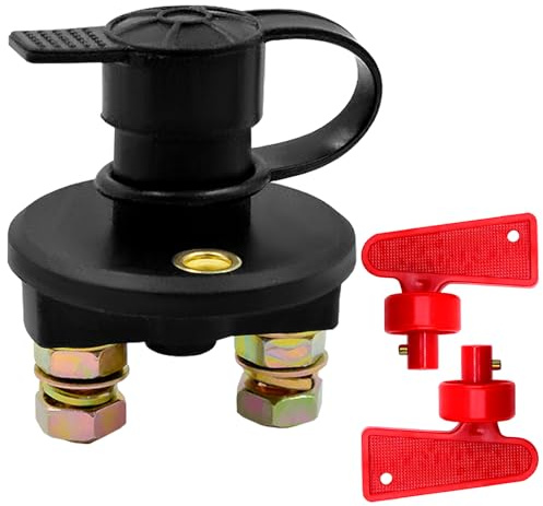 Mritrit Batterie Trennschalter, Wasserdichter Batterie Hauptschalter 12V 24V mit 2 Schlüsseln 200A 1000A Hauptstromschalter für Auto Boot Wohnmobil LKW Traktor Verhindert Batterieentladung Diebstahl