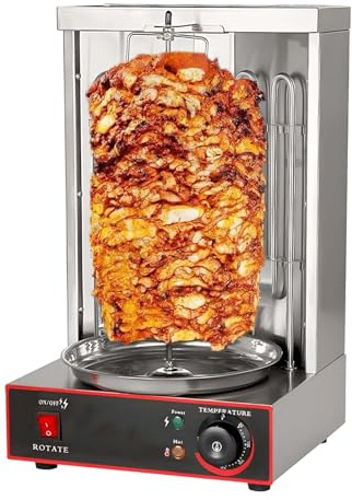 QFGain Forno Gyro Rotisserie E Macchina per Shawarma Heavy Duty - 3000 W Cottura Rapida, Distribuzione Uniforme del Calore, Griglia in Acciaio Inox, per Pollo, Manzo, Agnello, Tacchino, Maiale