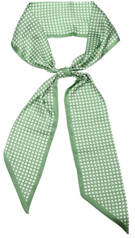 sourcing map Fashion Scarves for Women, Silky Satin Head Scarf Graceful Lightweight Hair Neck Scarves, Breathable Headband for Handbags Hair Accessories, 55 Inch x 4 Inch, Square Green Edge