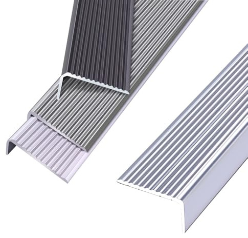 Escalier Bande De Bordure Profilés De Bord De Marche Pour Extérieur 90CM Angles De Marches D'escalier Aluminium Antidérapant(Silver,W 3cm)