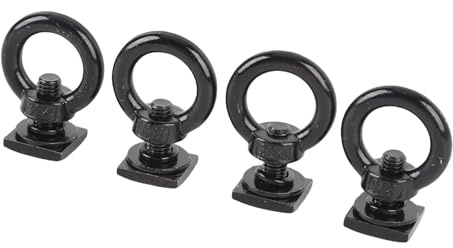 SENECESLI Anclaje de Amarre para Montaje en Pista en T, Acero Inoxidable, Perno con Ranura en T M8, 4 Piezas, para Ganchos de Cuerda Elástica (Black)