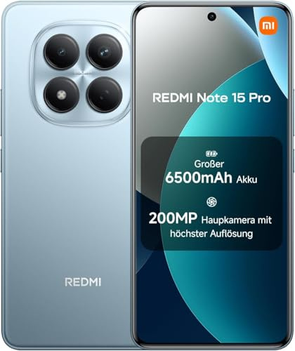XIAOMI Smartphone Redmi Note 15 Pro 5G NFC, 12 + 512 GB, Azul, IP68, Pantalla AMOLED, Android 15, cámara 200 MP, 120 Hz, batería 6580 mAh