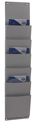 Eichner Dokumenten-Organizer PP-Planboard zur Aufbewahrung von Dokumenten, Zeitschriften, Auftragstaschen etc, Anthrazit, Polypropylen (PP), DIN A5 vertikal, Wandmontage oder Tür, 900 x 200 mm