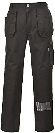 Portwest KS15 Byxa med Hölsterfickor Elastisk Midja 13 Fickor 2 Bakfickor | Svart, L, UPF 40+, Dam, Polyester, Slitstark Tyg Hållbar, Trippelstygn Sömmar, Knäskyddsfickor, Trippelsydd, Anti- Chock Tyg