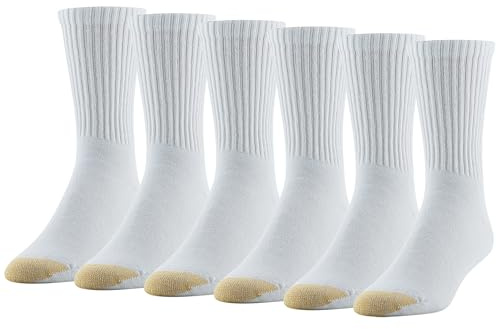 Gold Toe Men's Cotton Short Crew Athletic Socks, 6-pairs Socks, White, L UK