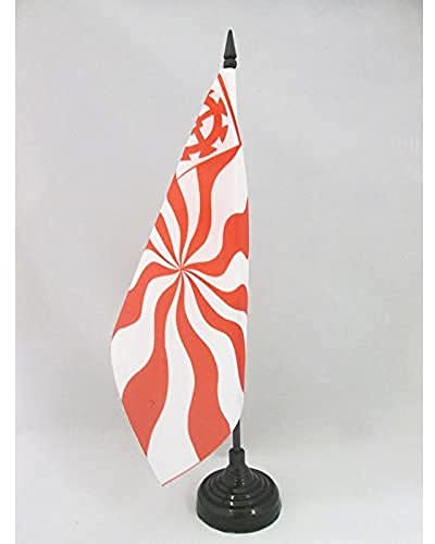 AZ FLAG Drapeau de Table République de Mulhouse 21x14 cm Socle Plastique | Usage intérieur Drapeau de bureau finition cousue et bords renforcés avec mât en plastique et socle en plastique