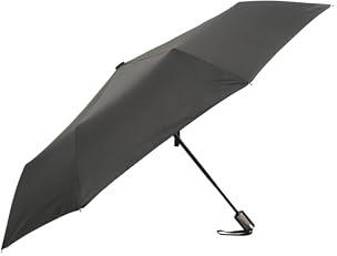 Mountain Warehouse Windproof Umbrella - Easy to Use, Quick Dry, Shock Resistant Brolly with Stainless Steel Shaft - Spring Summer, Rain, Sun, Picnic, Garden, Patio Black One Size
