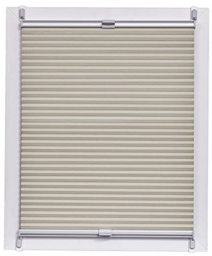 Sunlines Wabenplissee Made in Germany, Verdunkelung, Klemmfix Silbergraue Schiene, 90 x 150, Stoff, Creme, 90 x 2.3 x 150 cm