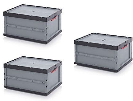 3 x professionell fällbox 80 x 60 x 44 med lock inklusive gratis tull * stor hopfällbar låda *