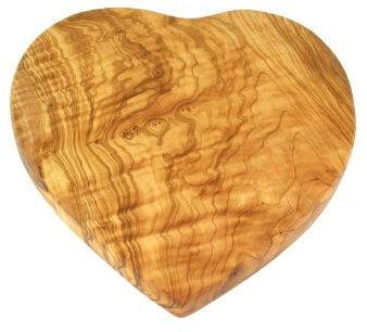 D.O.M. Die Olivenholz-Manufaktur D.O.M. – Tabla de Desayuno Forma de corazón 25 x 24 cm, Madera de Olivo