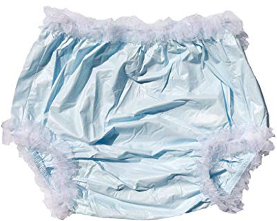 Haian Inkontinenzslips für Erwachsene, aus Kunststoff, mit Spitze, Babyblau mit weißer Spitze (XX-Large)