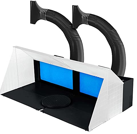 Master Airbrush (2 Pack) Portable Airbrush Spray Booth Station with 25W Fan, Turntable & 5.6' Extension Hose, 16.5x19x13.5, Combine for Larger Workspace, Hobby Airbrush Booth for Painting, Models