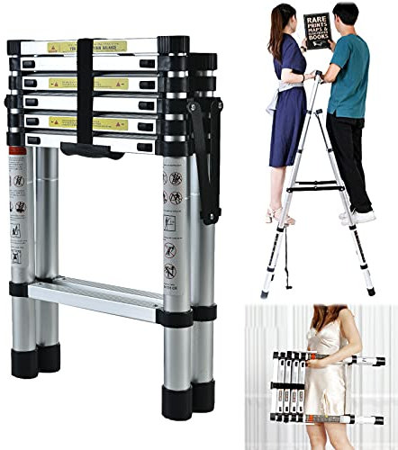 Foldable 6 Tread Ladder Aluminium Telescopic Step Ladders Safety Home Kitchen Office Garden Ladder Non Slip EN131 Standard
