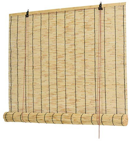 ADASP Bambusrollo - Ohne Bohren - Raffrollo Bambus - rollos für Fenster ohne Bohren - Rollo Bambus - Schnurzug Sichtschutz Jalousie - Bambus - mit Zugschnur