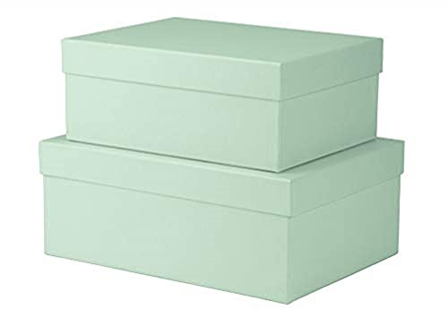 Rössler - S.O.H.O. Boxline Aufbewahrungsbox 2er Set Rechteckig Mint | Rechteckige Geschenkboxen mit Deckel aus Karton für Präsente, Organisieren und Verstauen von Erinnerungen