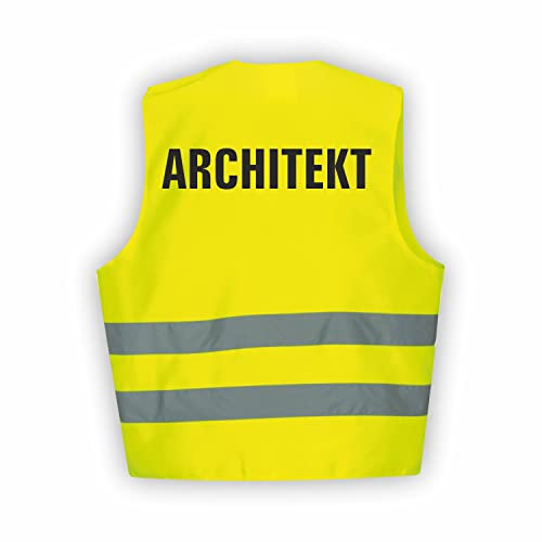 Fassbender-Druck WARNWESTEN - Sicherheitsweste GELB Warnweste nach EN ISO 20471 zertifiziert - Warn Weste für ARCHITEKT - Unisex mit hochwertigem Reflektorstreifen (GELB I M/L I 1St.)