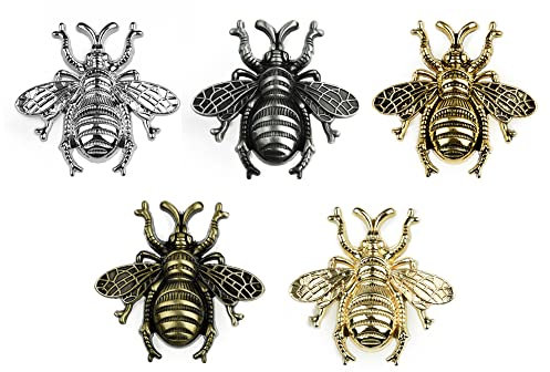5Pcs Bee Shape Metal Knob, Pull, Handle, for Cupboards, Doors, Cabinets, Drawers, Furnitures