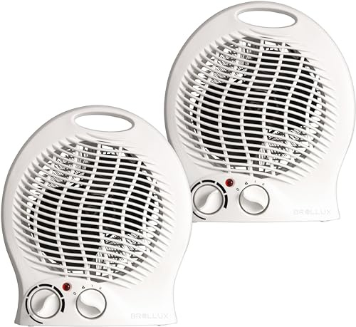 BROLLUX 2x chauffage électrique 2000W appareil de chauffage mobile VO-W thermoventilateur radiateur soufflant à résistance spiralée radiateur électrique