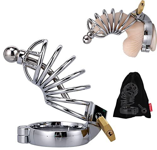 Cock Cage Stainless Steel, in 3 Ring Sizes, Chastity cage with Dilator, Lock and Key, sm Bondage Extreme Penis Bondage Device, BDSM Bondage Toy Cock cage for Men