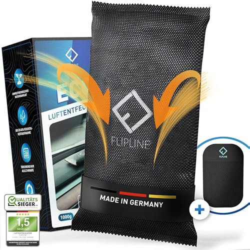 FLIPLINE Eco deumidificatore 1 kg [Made in Germany] + cuscinetto antiscivolo riutilizzabile (40% assorbimento) contro i vetri delle auto appannati – Cuscino Umidità in granulato naturale