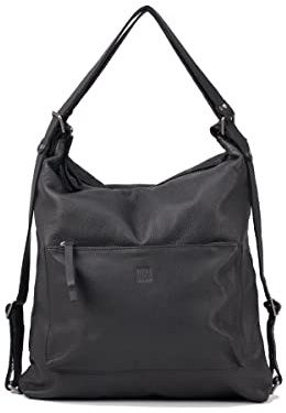 BIBA Bolso de Mujer de Cuero Genuino, Mochila Leather Orleans OR1LO, Asa Larga, Cierre con Cremallera, Piel Bovina Legítima, Color Negro