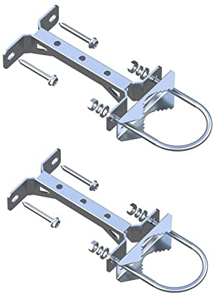 Aimeboost 2 PCS Stainless Steel Antenna Mount Wall Mount Antenna Mast Clamp V Jaw Bracket Accessories Kit [ Without The Pole ] for TV CB Ham Outside Home
