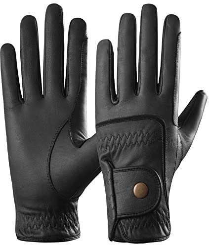 AFE Reithandschuhe für Kinder, echtes Leder, Dublin-Trainingshandschuhe, Reithandschuhe aus Leder, Schwarz, Größe S