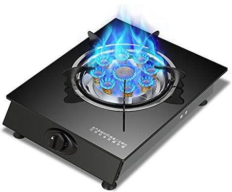 Samnuerly Piano Cottura a Gas Fornello a Gas da Campeggio Portatile Fornello Singolo Vetro Temperato Nero Fornello a Gas Leggero Fornello Singolo Campeggio 4000W [Classe di efficienza energetica A]