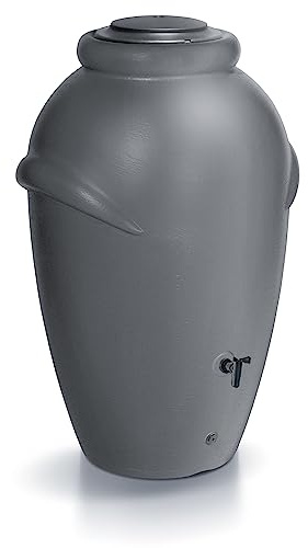 Serbatoio per Acqua Piovana Aquacan 360L | 72x80x120 cm | 2 Punti di Attacco | Incluso Inserto per Fiori Rubinetto e Sistema di Raccolta Acqua | Cisterna da Giardino | Colore Grigio Design Moderno