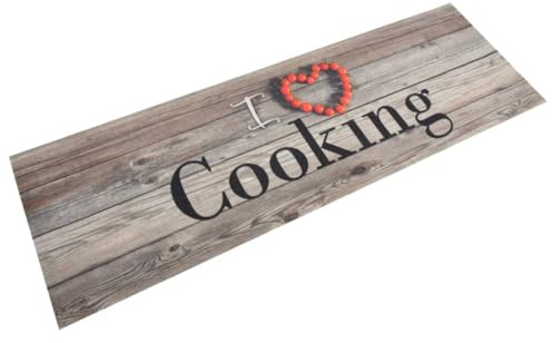 vidaXL Küchenteppich Waschbar Cooking Grau 60x180 cm Samt