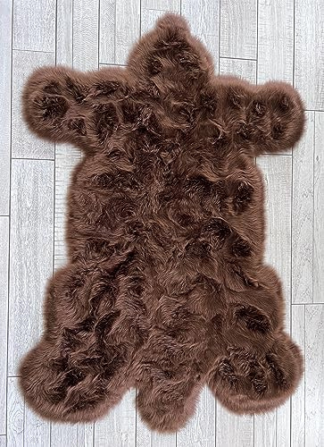 LAMBZY Bear Skin Rug Super Soft Fluffy Faux Fur for Bedroom Floor Sofa Living Room High-Density Plush Shaggy Carpet Sofa Cover Bedside Sheepskin Rug (6'x9', Brown)