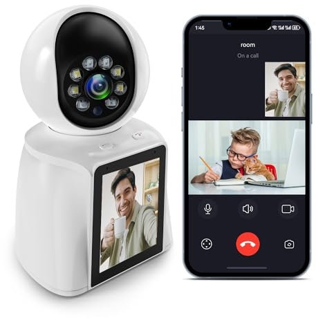 DIDseth Cámara Vigilancia WiFi Interior con 2.8 Pantalla, 2K 3MP Cámara de Vigilancia Interior, 360° IP Cámara Casa para Ancianos/Niños/Animales, Video Bidireccional, Detección de Movimiento AI