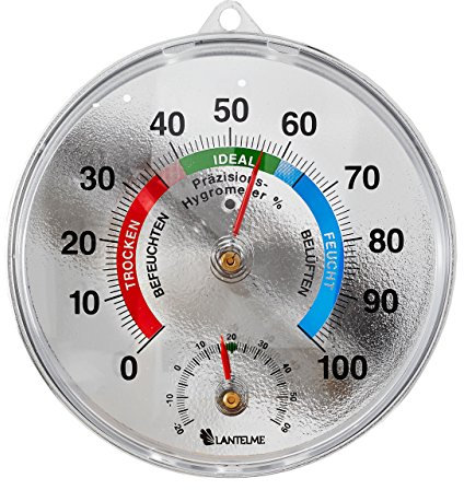 Lantelme Thermohygrometer Verchromt Durchmesser 11,5cm | Analog Thermometer Hygrometer Temperatur und Luftfeuchtigkeitmessung | Präzise Messung für gesundes Raumklima und Heizkosten ersparnis
