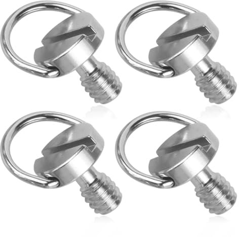 LEEQ 4 PCS Vis de Fixation 1/4 en Acier Inoxydable - Vis à Filetage Standard, Vis avec D-Ring Vis de Montage pour Trépied D'appareil Photo, Plaque de Dégagement Rapide, Accessoire de Caméra