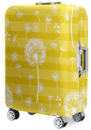 Hixingo Kofferhülle Kofferschutzhülle, Löwenzahn Druck Elastisch Koffer Schutzhülle Staubdichte Reisekoffer Hülle Trolley Case Schutzhülle Reisegepäckabdeckung (Gelbe Streifen,XL (30-32 Zoll))