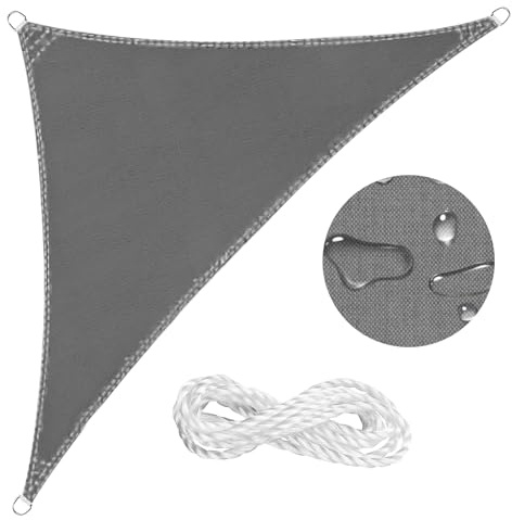 Toldo Vela de Sombra Triangular 3x4x5m, Tela Oxford de poliéster 300D, toldo impermeable exterior y protección contra el viento, sombreado solar y antioxidación, toldos exterior terraza de color Gris.