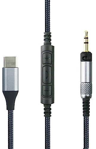 ABLET Cavo audio da USB C a 2,5 mm compatibile con cuffie Audio Technica ATH-M60X ATH-M50x ATH-M40x ATH-M70x, microfono volume remoto compatibile con Samsung Galaxy, compatibile con telefoni Android
