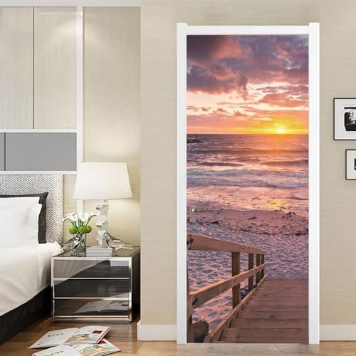 Tür Bekleben Mit Türtapete Selbstklebend Blick Auf Das Meer Bei Sonnenuntergang 90 X 200 Cm | Tür Verschönern Mit Türfolie | Aufkleber Folie | Türposter Türklebefolie | Türwandaufkleber - Kunstfotos