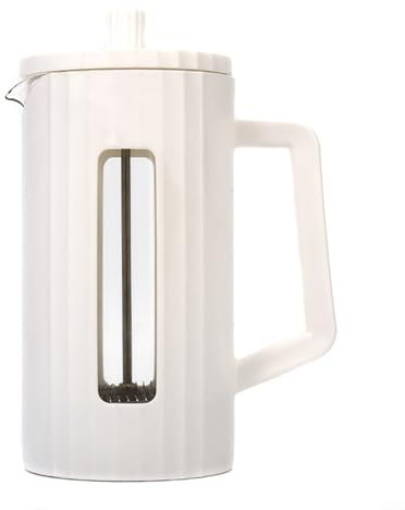 Getdoublerich 1Pc Small Portable Coffee Machine, French Press Coffee And Tea Maker, 1000Ml Stainless Steel Mesh Heat-resistant Glass Suitable For Quick Coffee Brewing(White)