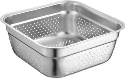COLLBATH Passoire Acier Inoxydable Pour Laver Légumes Fruits Riz Bac De Cuisine Avec Drainage Design Carré Pour Gain De Place