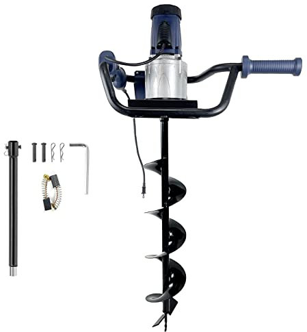 JACKCHEN 1500W Electric Post Hole Digger, Earth Auger with 6 inch Auger Drill Bit, Earth Auger Post Hole Digger Electric, Ideal for Post Hole Digging, Drilling, Tree Planting, Blue